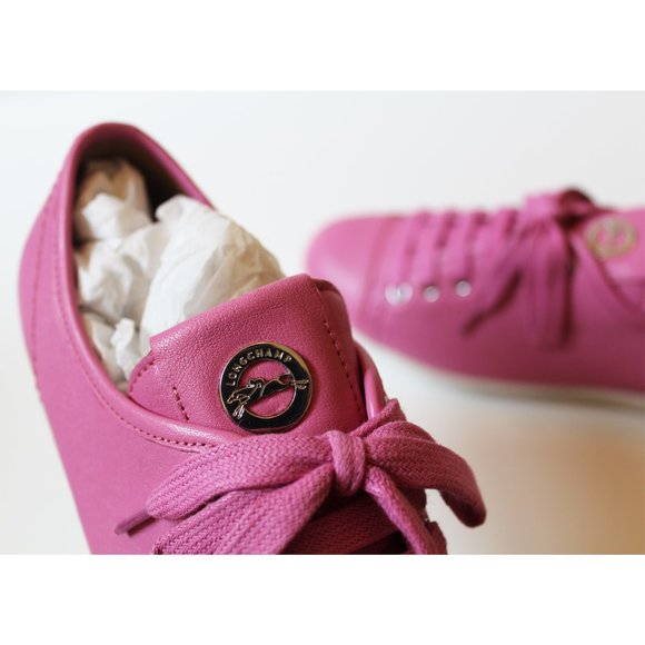 NEW Authentic Longchamp Le Pliage Leather sneakers- Pink - Picture 7 of 10
